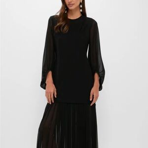 Black Chiffon Pleated Lorraine Dress